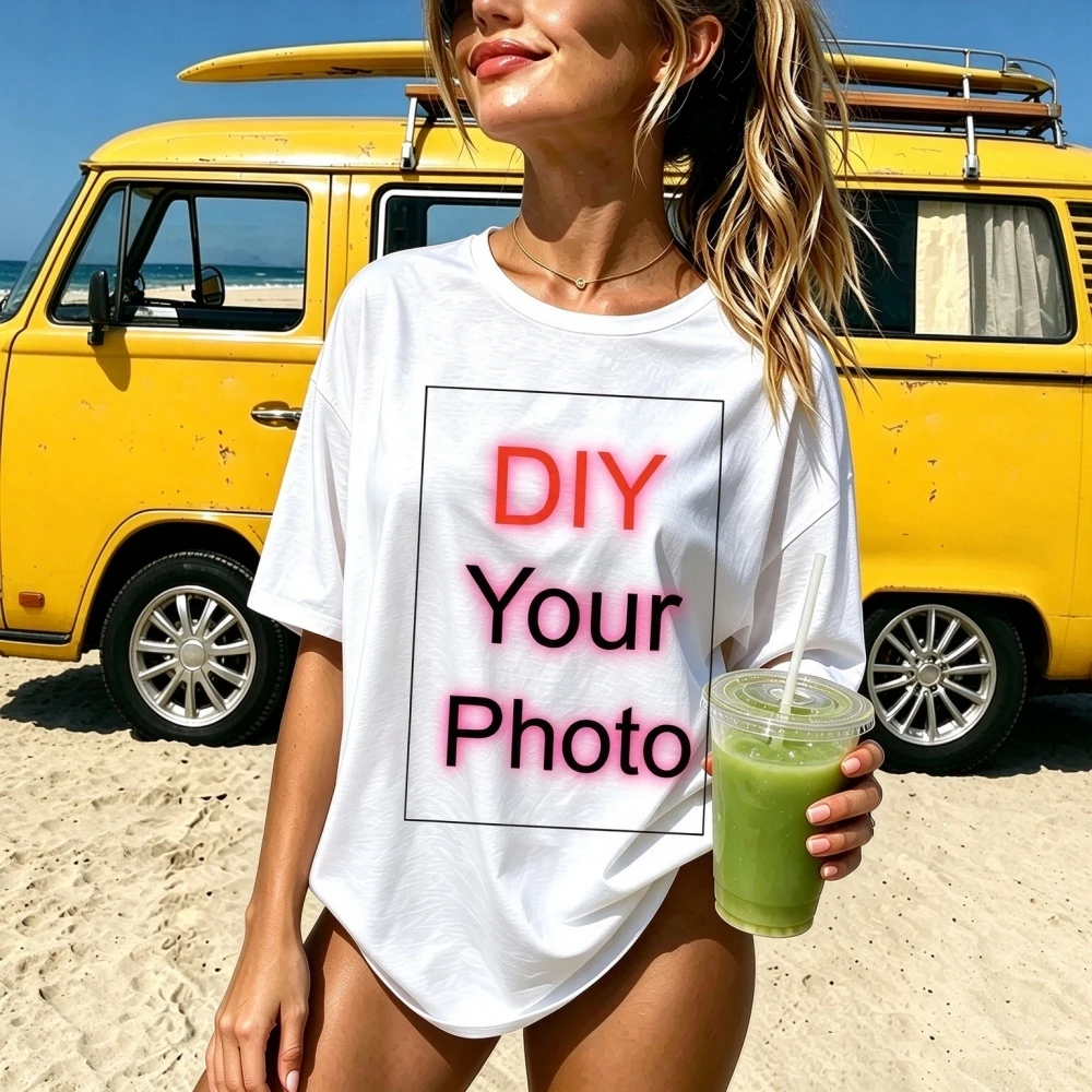 Y2K Custom Photo Tees for Girls Personalized Party T Shirt for Women Customised Tshirts for Woman Personalised