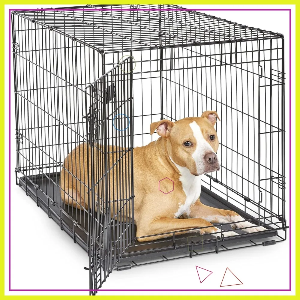 

36-Inch Dog Crate for Medium-Large Breeds, 41-70 lbs, Single Door, Foldable with Divider & Leak-Proof Tray