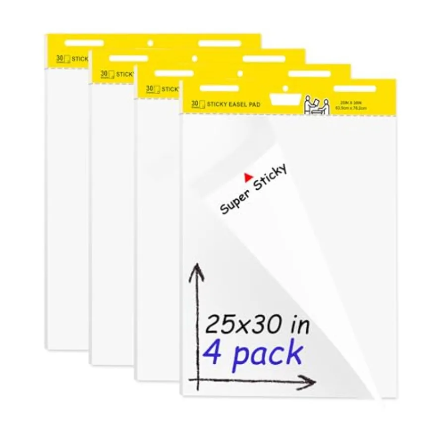 

Самоклеящаяся бумага для флипчартов и мольбертов для учителей, 25 x 30 дюймов, суперлипкая, устойчивая к выцветанию, большая, белая, премиум-класса, самоклеящаяся.