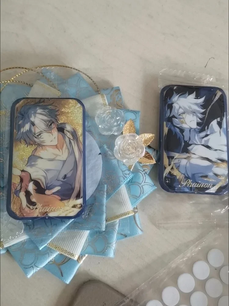 Anime Honkai:Star Rail Gold White Phainon Rectangle Metal Glitter Brooch Pin Badge Jewelry Accessories For Clothes Backpack Gift