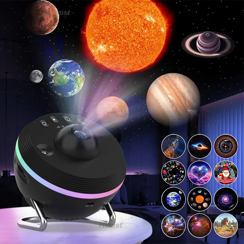 LED Night Light Dynamic Meteor Projector Lamp Rotating Space Ball Planetarium Star Projector Lamp Suitable for Bedroom Gift