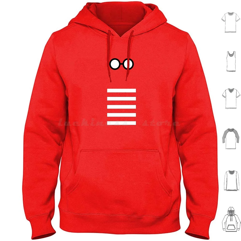 Minimalist Waldo Hoodie Cotton Long Sleeve Waldo Wheres Waldo Wally Wheres Wally Red Stripes Minimalist Humour Funny Cute