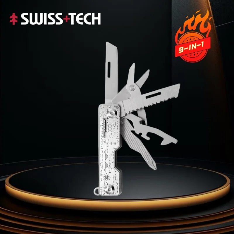 

Swiss+TECH 9-In-1 Zebra Outdoor Survival Mountaineering Camping Equipment Portable Multi-Tool Folding Portable EDC Tool Knife