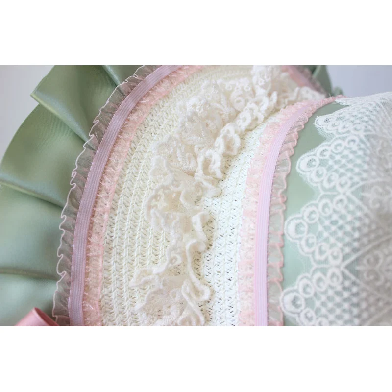 Lolita elegante bowknot chapéu plano tecelagem arco cartola casamento chá festa pastoral chapéu de palha renda estilo europeu roupas acessórios