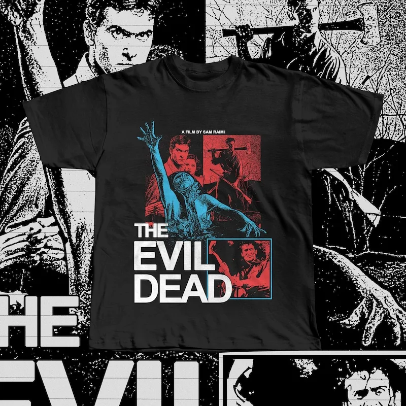 The Evil Dead Shirt 1981 - Bruce Campbell Ash Williams Tee - Sam Raimi Horror Movie - Necronomicon Vintage 80s Film - Deadites Graphic Gift