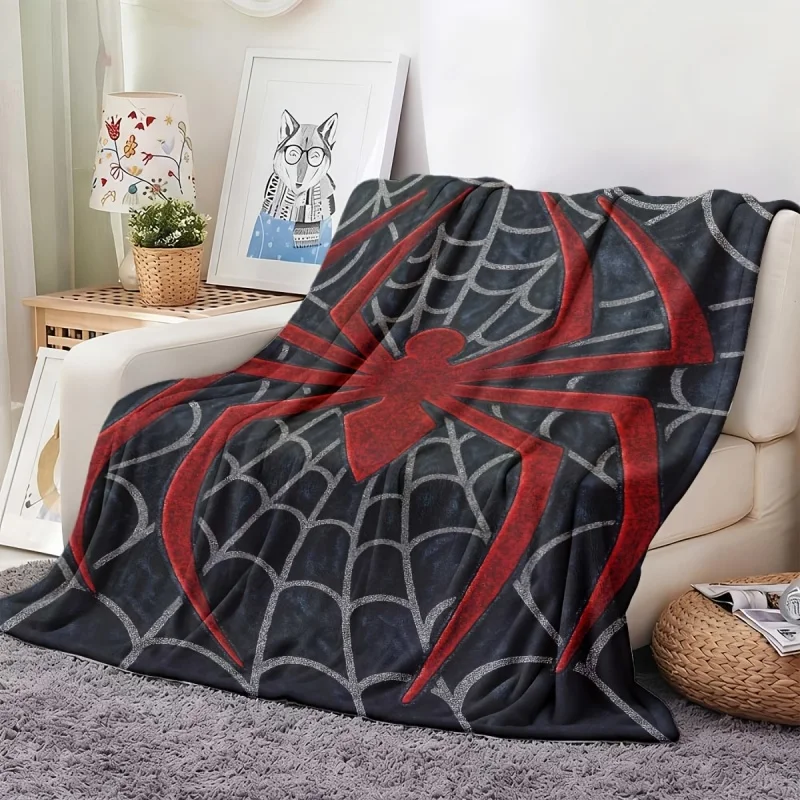 Red Spider Flannel Blanket Gothic Black Spiderweb Fleece Blanket Soft Warm Cozy Throw Blankets For Bed Sofa Halloween Decor