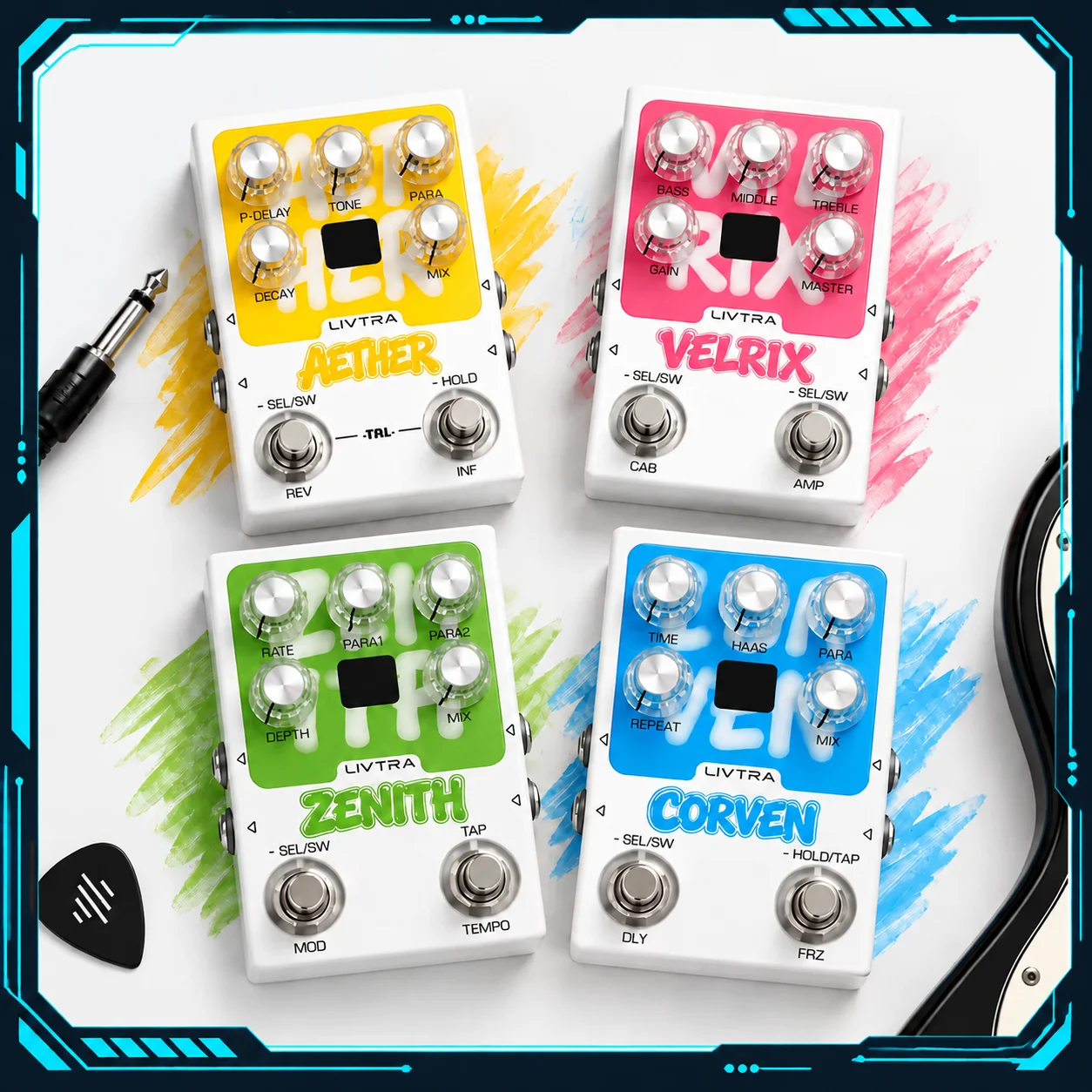 Livtra Aether Stereo Reverb Single Effect Pedal Professional Processor For Electric Guitar Practice Stage Accessory