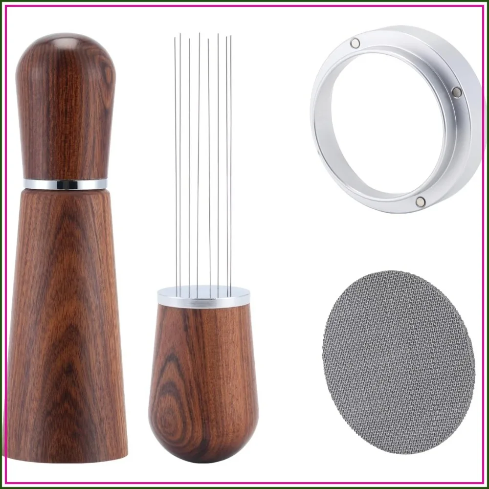 

58mm Espresso Accessories Kit: WDT Tool, Dosing Funnel, Puck Screen, Distribution Tool, Coffee Stirrer for Barista