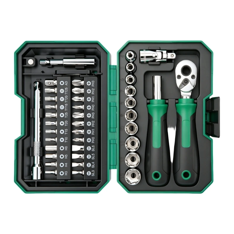 

Multibit Two Way Ratchet Screwdriver Socket Bit Set Household Repair Hand Tool D0LD