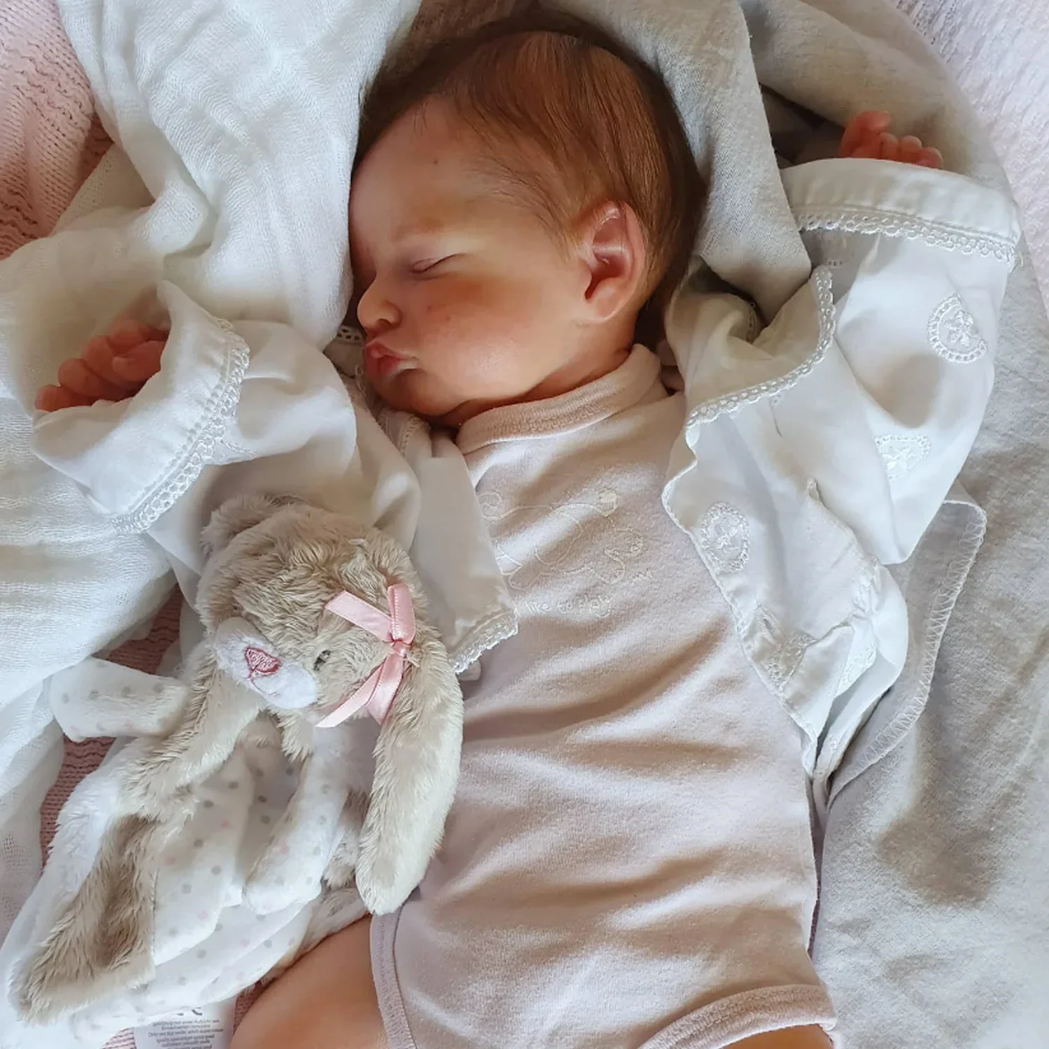 18 inches  Cuddly Rosalie Bebe Reborn Sleeping Reborn Baby Girl Very Soft Touch 3D Skin with Visbile Veins Collectible Art Dolls