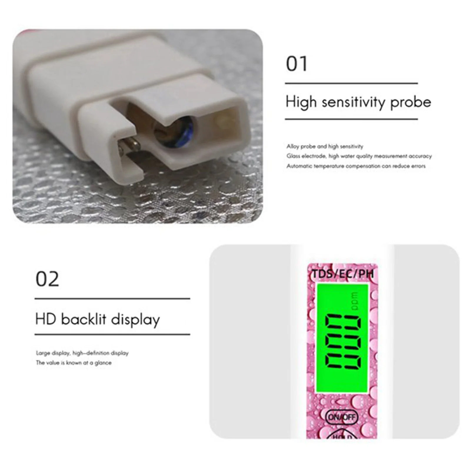 Penna digitale LCD PH TDS e EC Meter di strumento di monitoraggio del misuratore di acidità ad alta precisione apparecchiatura di prova della qualità dell'acqua