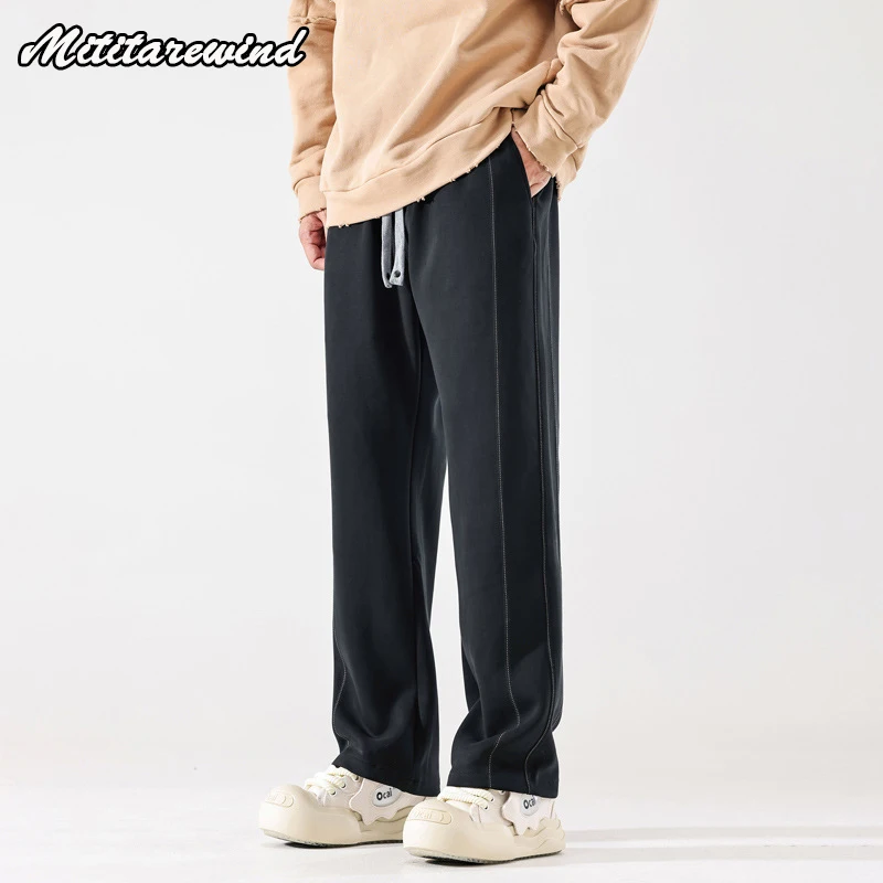 Autumn New Men's High Street Loose Straight Fashion Simple Casual Pants Hip Hop Wide Leg Trousers Baggy Solid Youth Versatile