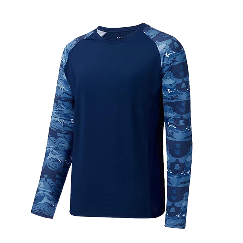 UPF 50+ Fishing Shirts Men Long Sleeve Performance Running Shirt Quick Dry Fishing Dresses Outdoor Sweatshirts Fish Wear