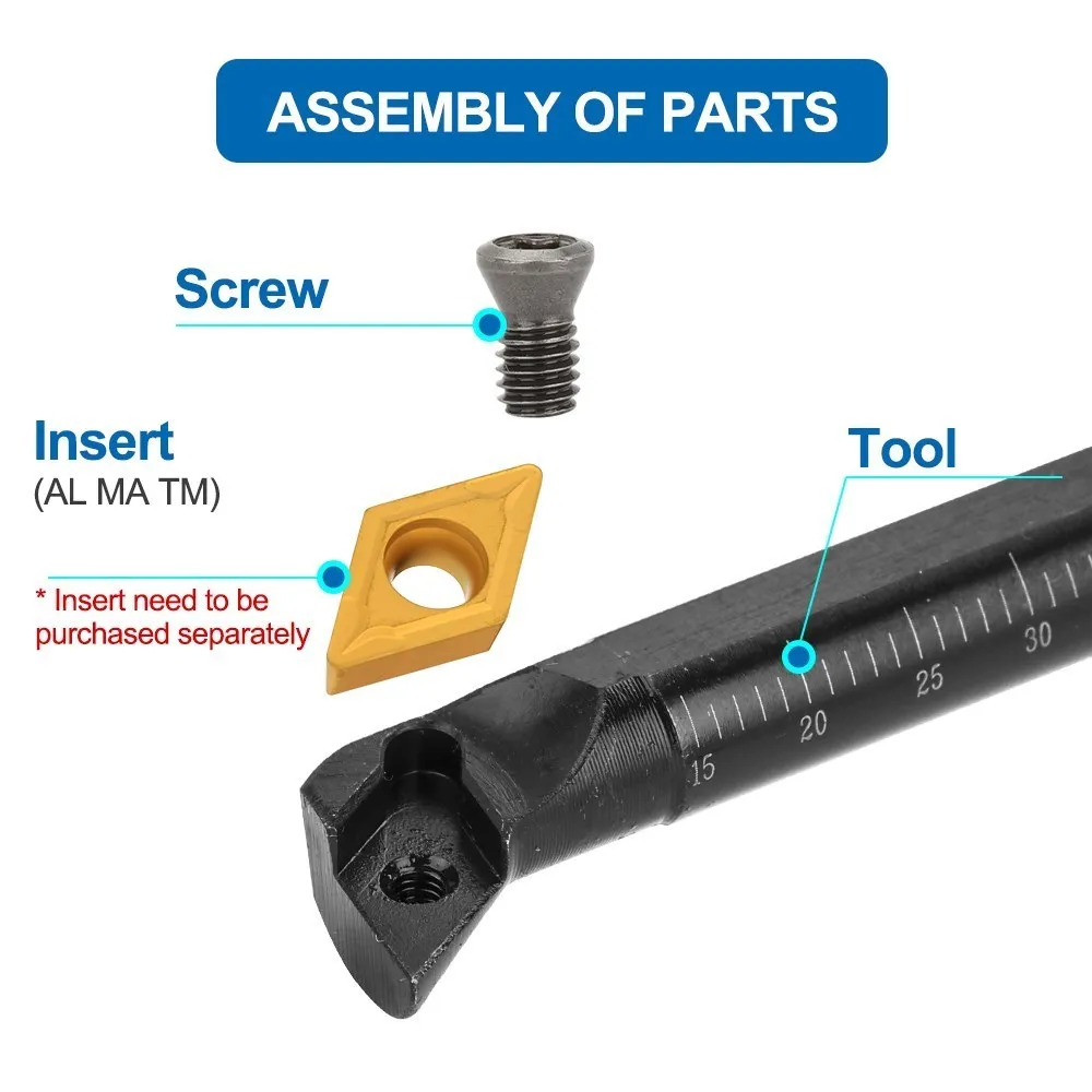 CNC Carbide Insert Barra De Corte, Buraco Invisível Torneamento Ferramentas, Ferramentas De Torno, SDQCR, SDUCR, SDUCL, SDWCR, SDXCR, DCGT070202