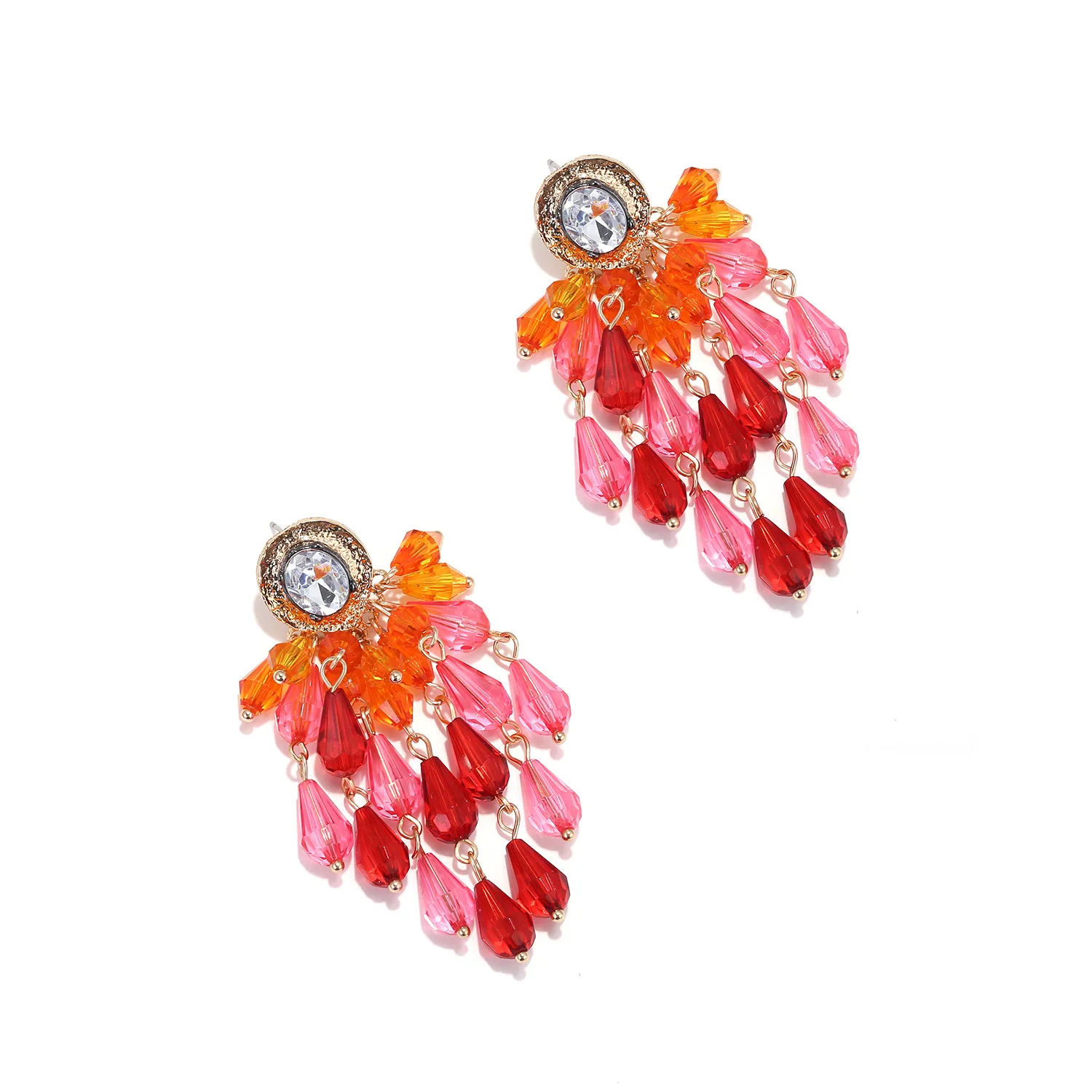 2026 Neue Bunte Harz-Kristall-Quasten-Ohrringe für Damen Statement-Schmuck Hochzeitsgeschenke – Detail 3