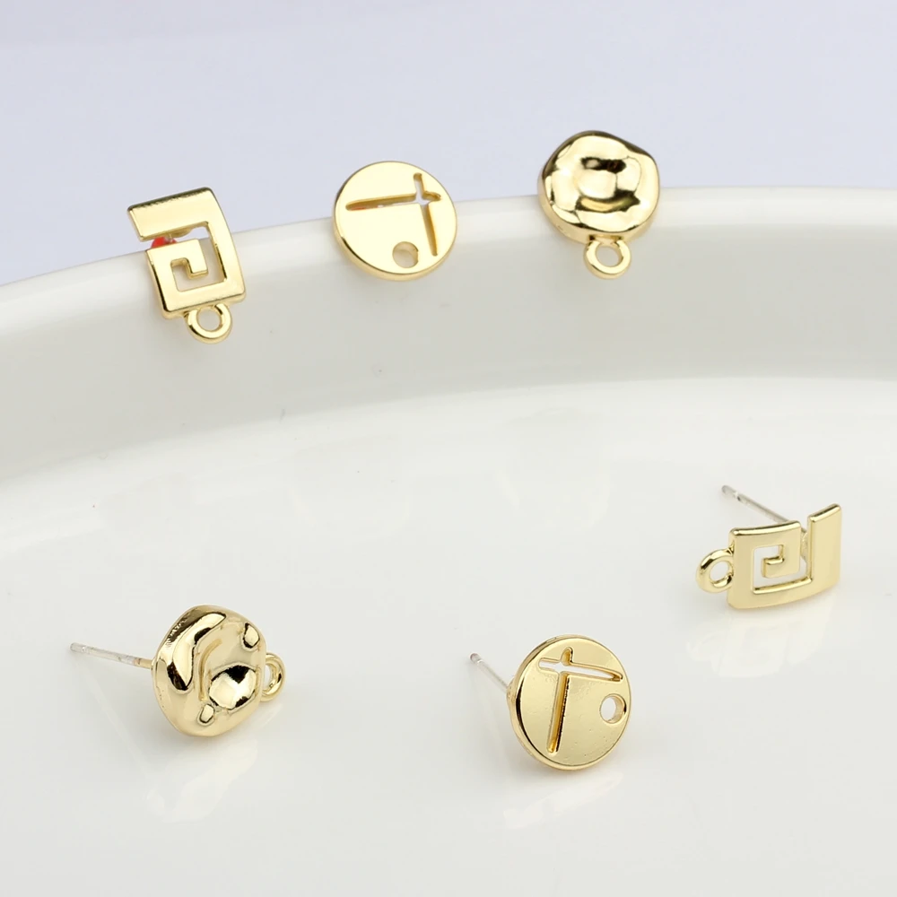 

Zinc Alloy Stud Earrings Simple Round Geometry Base Earrings Connectors 10pcs/lot For DIY Drop Earrings Jewelry Accessories