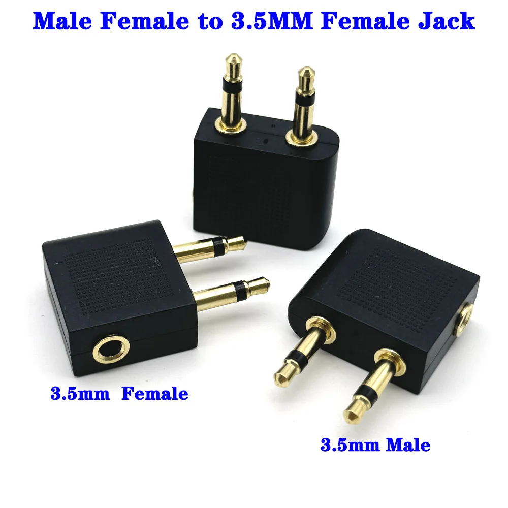 

3.5mm Female to Dual 3.5mm Male Plug Audio Connector Adapter 3.5mm Mono Airline Jack for Airplane Travel Headphone Earphone