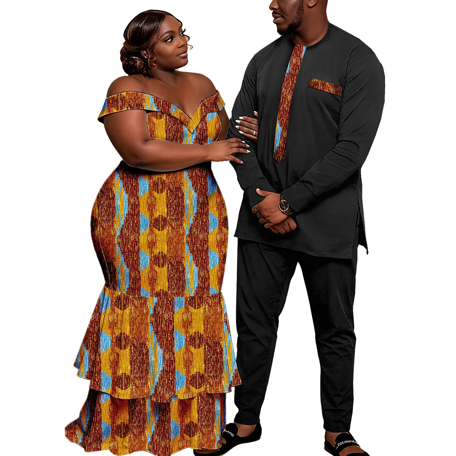 Afrikanische Paarkleidung Kente Frauen Ankara Türkei Kleid Kleid oder Dashiki Männer Anzug Hemd und Hose Nigerianische Kleidung