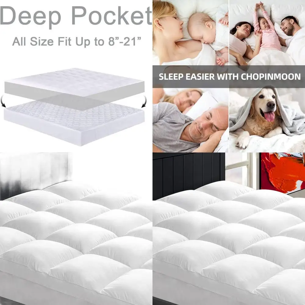 

Twin Size Plush Mattress Topper for Back Relief, Extra Thick Pillow Top, Deep Pocket, White, 39x75+20