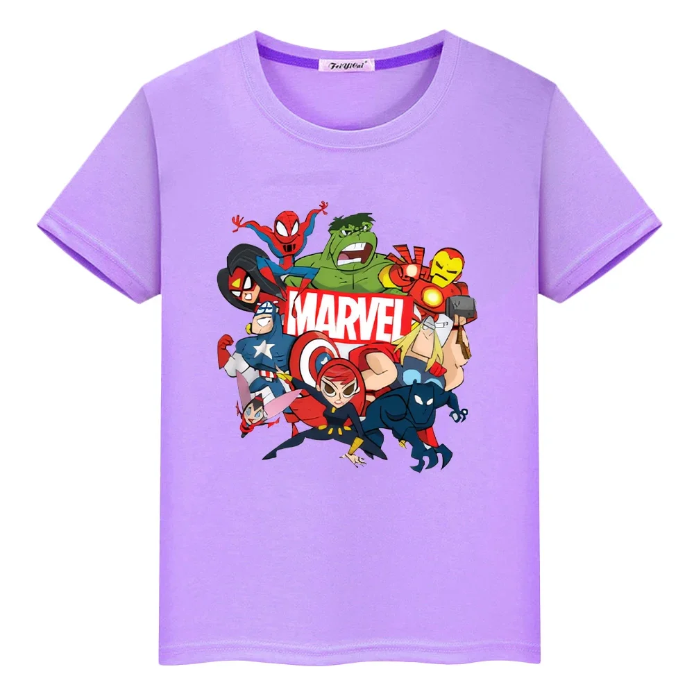 

Superman Anime Tees pride tshirt y2k one piece Cute Tops Marvel 100%Cotton t shirt for kids boy 10year Short kids clothes girls