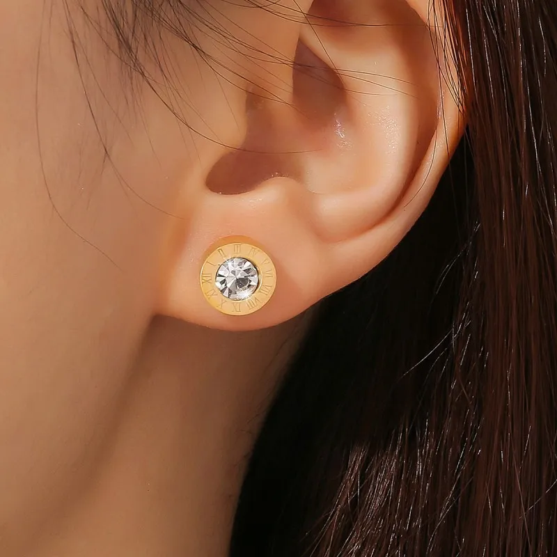 Stainless Steel Roman Earrings for Women Golden Couple Holiday Gift Earrings Fashion Ins Cold Wind Party Daily Jewelry image 5