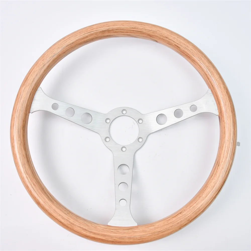 15 Inch 380MM Wooden Retro Universal Steering Wheel No Horn 60mm Deepth Bracket Racing Steering Wheels for Vintage Car