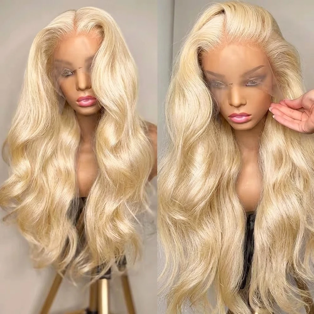 13x6 Body Wave Transparent HD Lace Front Human Hair Wigs 30 38 Inch Colored 613 Honey Blonde Lace Frontal 100% Human Hair Wig 200 Density Brazilian Wet And Wavy Lace Front Wig