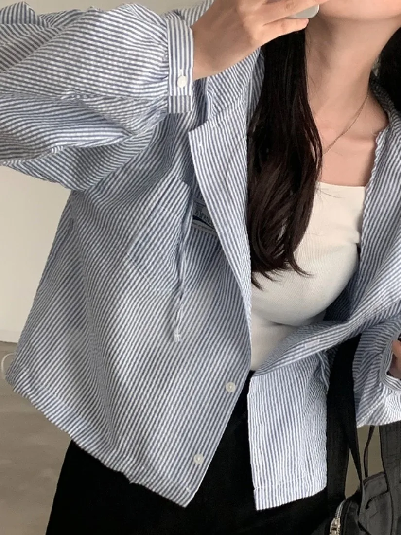 Chic Frühen Herbst Faion Vertikale Streifen Farbe Blo Mit Kapuze Lose Casual ort Mantel frauen Button up Sli Pendeln Tragen