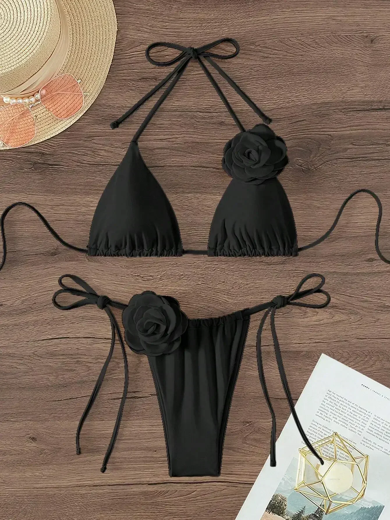 Maillot de bain pour femmes, micro bikini push-up, ensemble deux pièces, sexy, culotte tanga, couleur unie, style brésilien, 2024