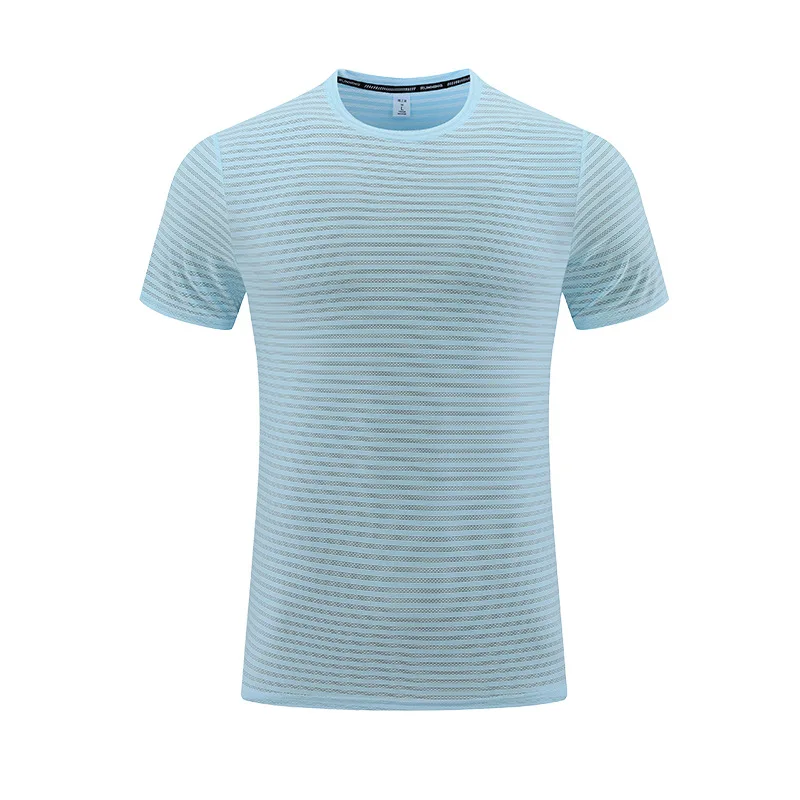

Men's sports and fitness ice silk short sleeved T-shirt summer quick drying solid color o-neck running training top t shirts