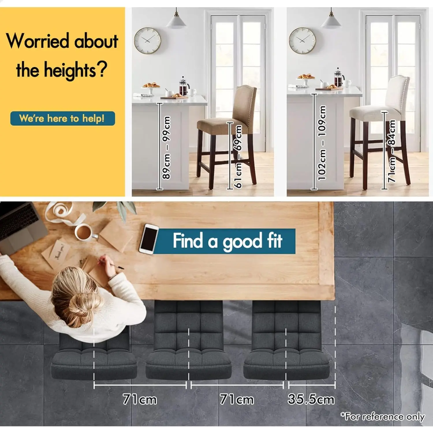 مجموعة مقاعد بار مكونة من 2 مقاعد مطبخ قابلة للتعديل، مقاعد دوارة للبار، كرسي طعام من القماش في ارتفاع المقعد 62-83 سم مع فلو #4