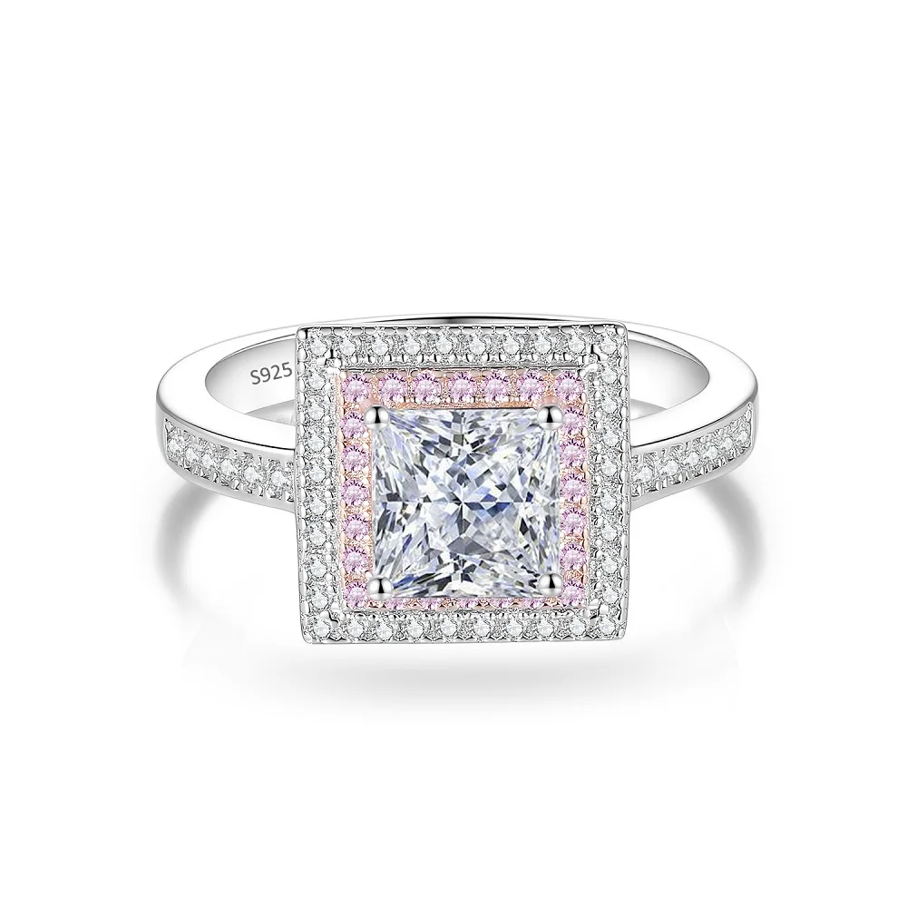 Luxury 1 Carat Sparkling Moissanite Women Engagement Ring-925 Sterling Silver Wedding Anniversary Jewelry Gift-Size 5~9