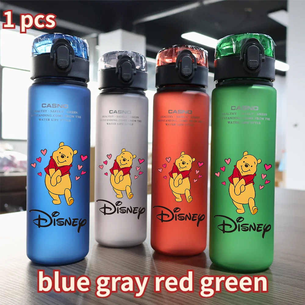 560ml Disney Winnie The Pooh Tigger Piglet Drinking Outdoor Capacity Sports Cup Children Portable Plastic Black Blue Bottle Gift