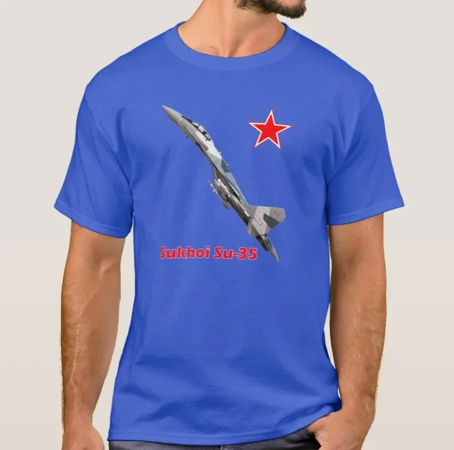 Russian Air Force Sukhoi Su-35 Super Flanker Fighter T-Shirt 100% Cotton O-Neck Short Sleeve Casual Mens T-shirt Size S-3XL