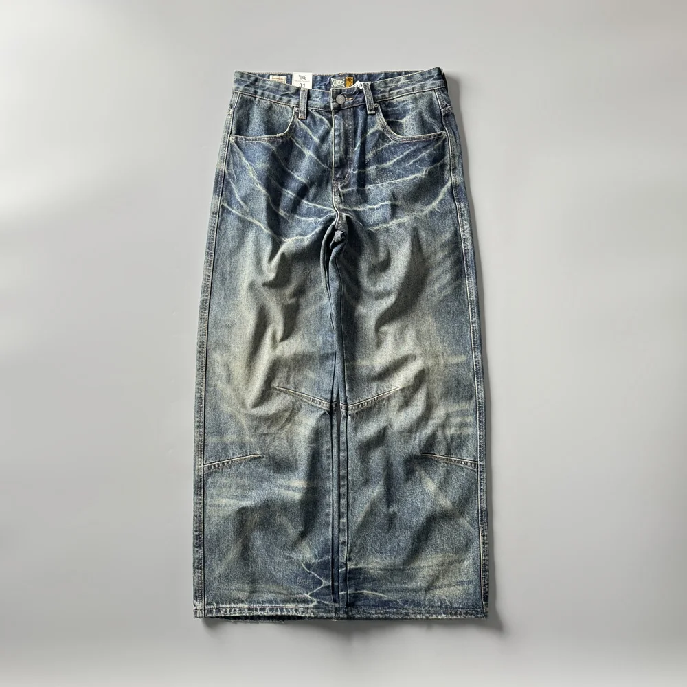 

Heavyweight Vintage Wide Leg Jeans J490 Dragged Floor Length Loose Fit High Street Sle Casual Wear Multi ket Detail