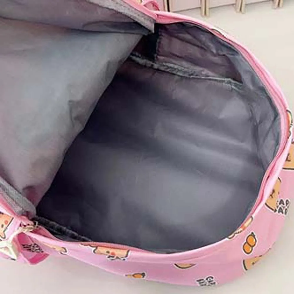 Thickened Capybara Backpack Nylon Wide Straps Cartoon Animal Daypack Foldable Lightweight Large Capacity School Bag Students