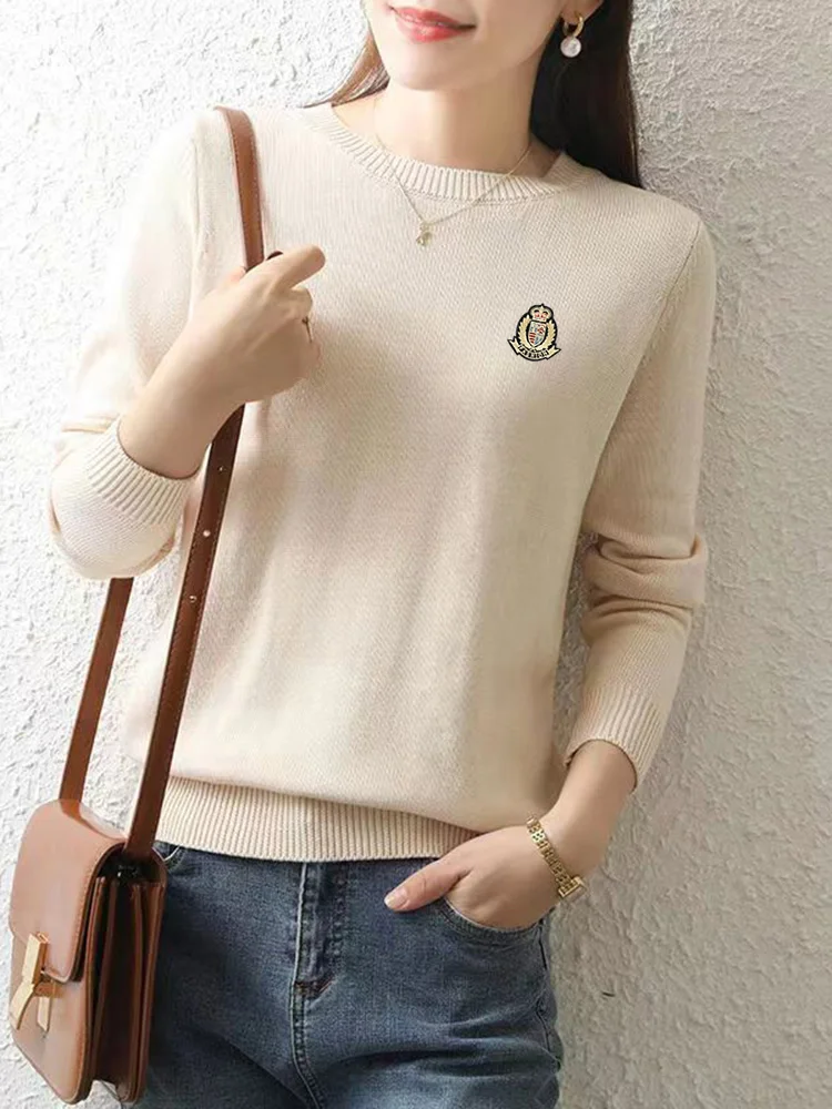 Women\'s Winter 100% cotton Sweater Warm Slim O Neck Short Knitwear Korean Harajuku Long sleeve Knitted Fallow Elastic Coat Tops