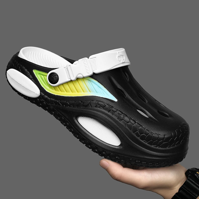 Summer thick soled outdoor garden shoes, fashionable cool slippers, men's perforated shoes
