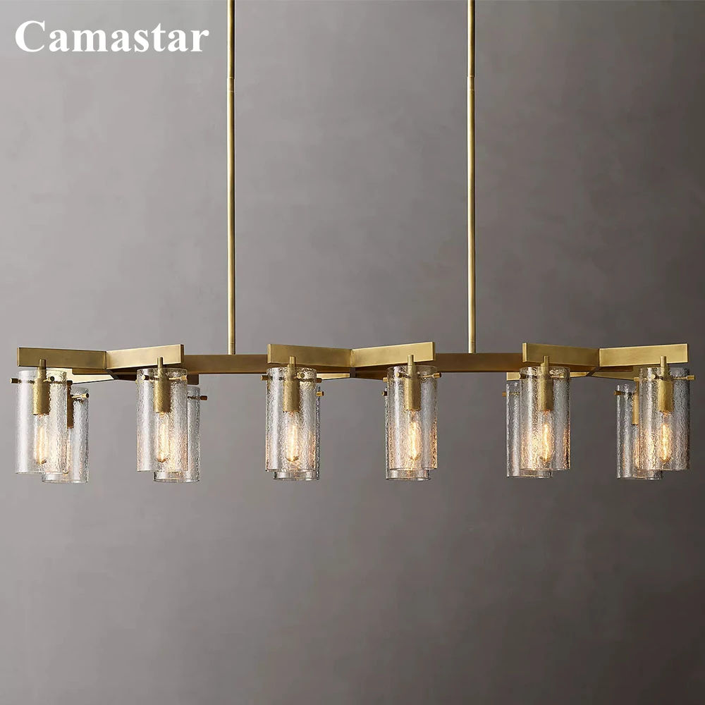 Charleroi Linear Chandelier Luxury Textured Clear Glass Chandelier Lighting LED Modern Horizontal Hanging Lamps for Dining Room