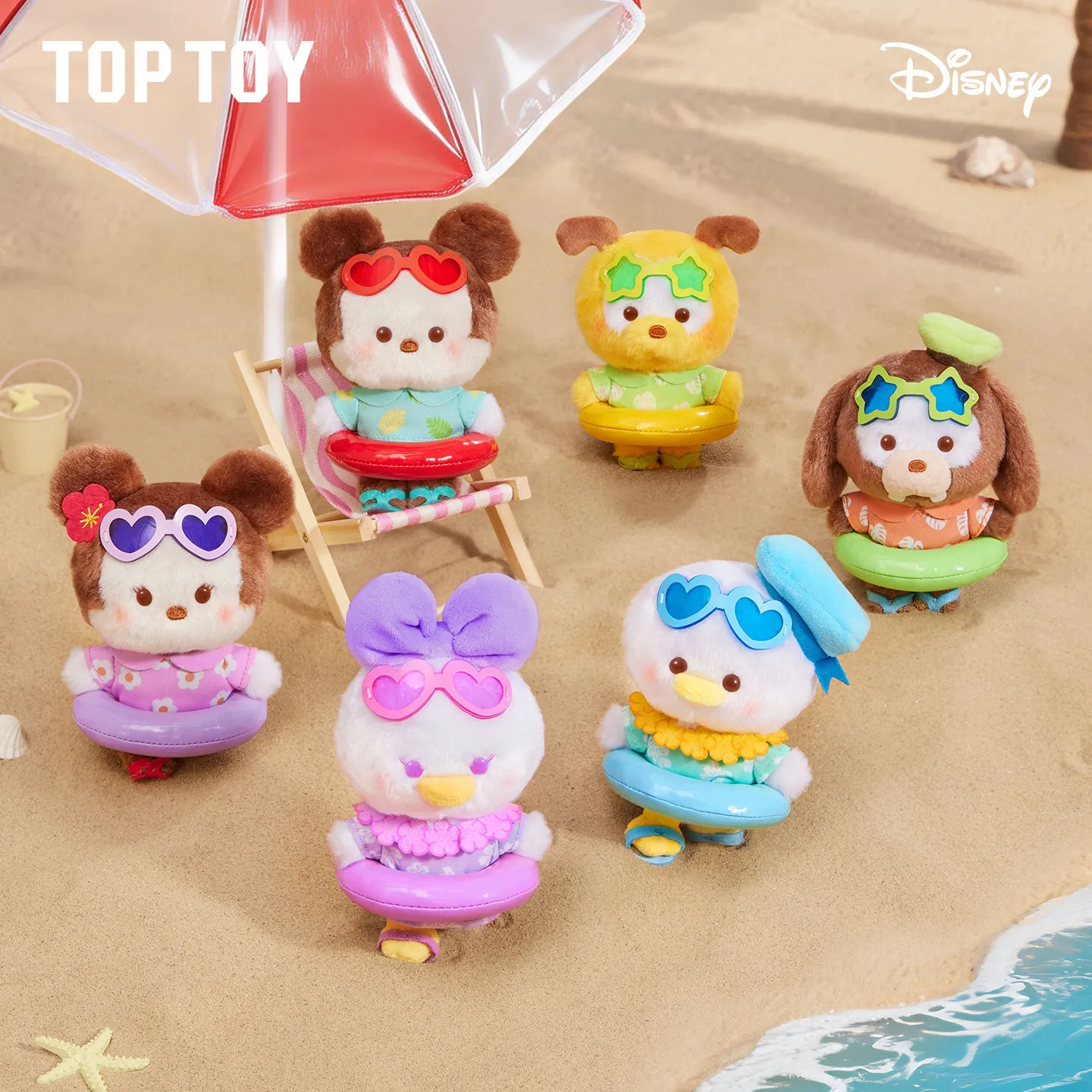

TOPTOY Disney Swim Ring Blind Box, Cute Vacation Plush Pendant, Kawaii Keychain Doll, Collectible Decor, Girls Holiday Gift