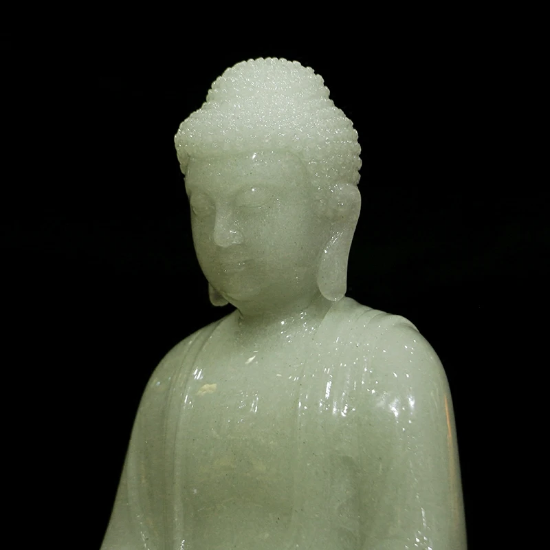 RRP$1500 -GOOD figure Buddha HOME efficacious Protection # Lotus Guru Buddha RULAI FO-REAL jade Buddha carving statue-26CM Large