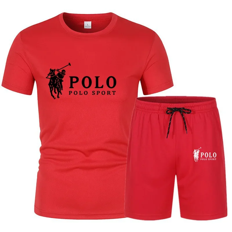 T-shirt de manga curta masculina e calções desportivos, conjunto casual de calças de jogging, roupa desportiva de secagem rápida, verão, novo, 2022, 2 peças