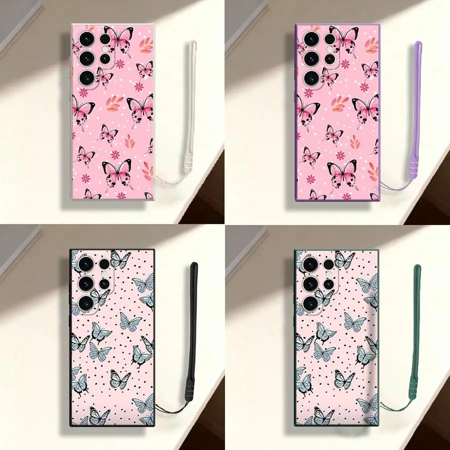 Phone Cover Case for Samsung Galaxy S26 Ultra S25 Plus S23 S21 S22 S20 FE Note 20 10 S24 Polka Dot Butterflies