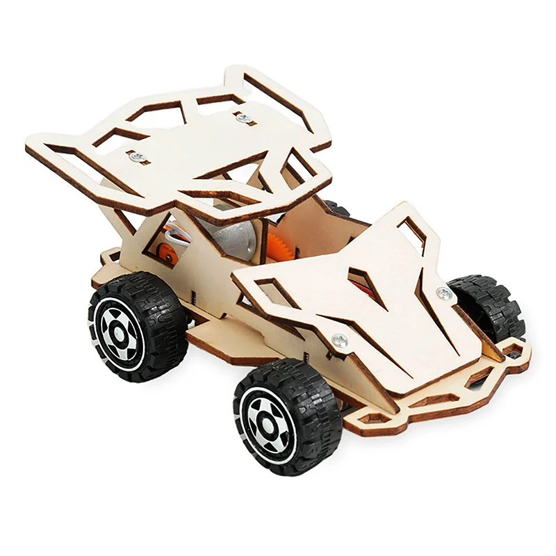 Coche de Control remoto de madera DIY, tracción en las cuatro ruedas, carreras, ensamblaje, Kits de experimentos científicos, juguete educativo STEM para niños