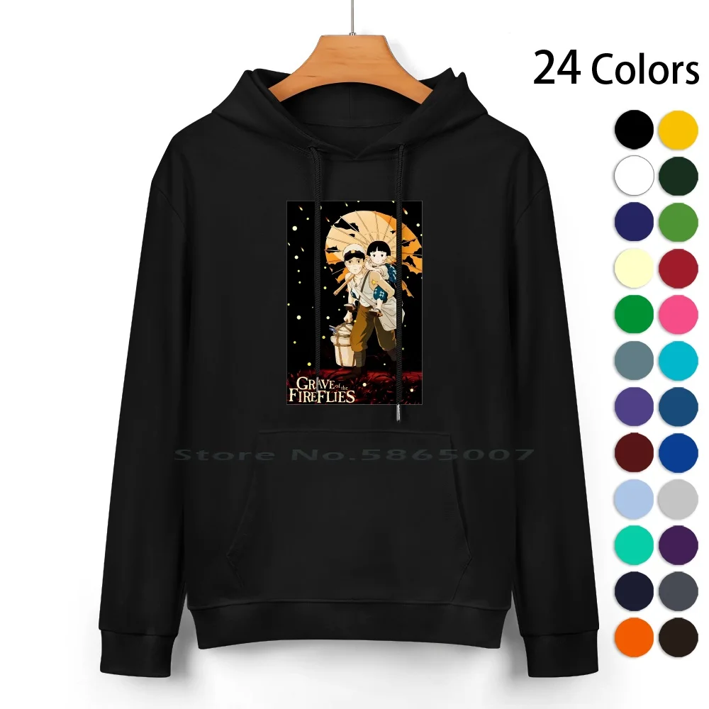 Grave Of The Fireflies Pure Cotton Hoodie Sweater 24 Colors Grave Of The Fireflies Anime Manga Japanese Setsuko 100% Cotton