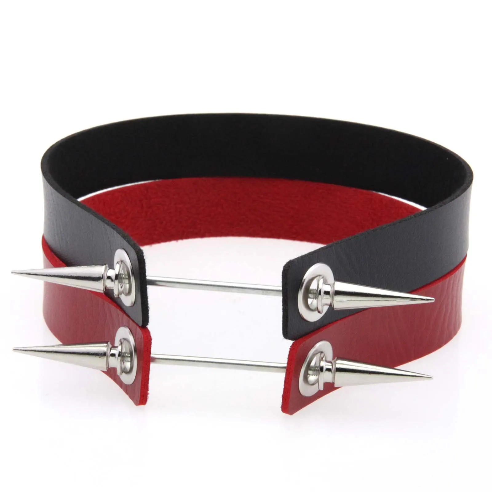 Punk  Dark theme  Simplicity Hot girl Personality  Minority and unique Rivet Multicolored Leather Stainless steel Collar chain