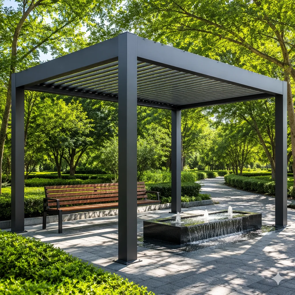 High End Villa Outdoor Pavilion Equipped with LED Lights Heavy Duty Aluminum Alloy Pergola Large Size All Weather Party Gazebo