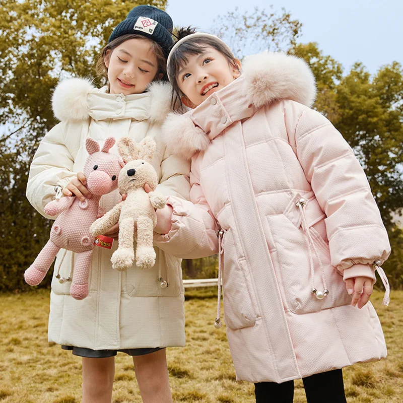 

UNITIM Winter Children Girls Down Jacket Thick Warm Waterproof Long Teenage Girl Outwear Coat 5-14 Years Kids Girls Parkas