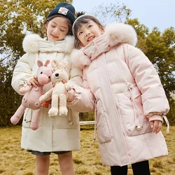 UNITIM Winter Children Girls Down Jacket Thick Warm Waterproof Long Teenage Girl Outwear Coat 5-14 Years Kids Girls Parkas