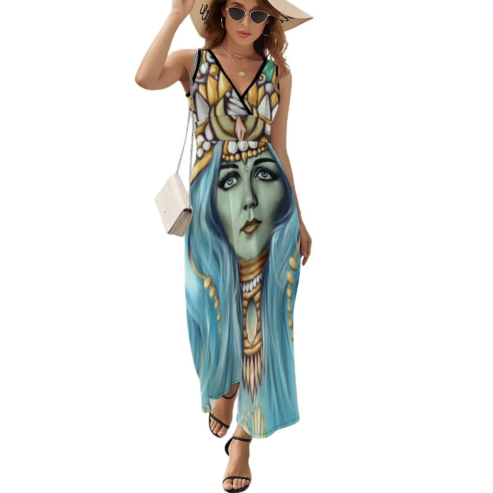 

Fantasy Mermaid with Crown Sleeveless Dress Woman fashion Women's evening dress